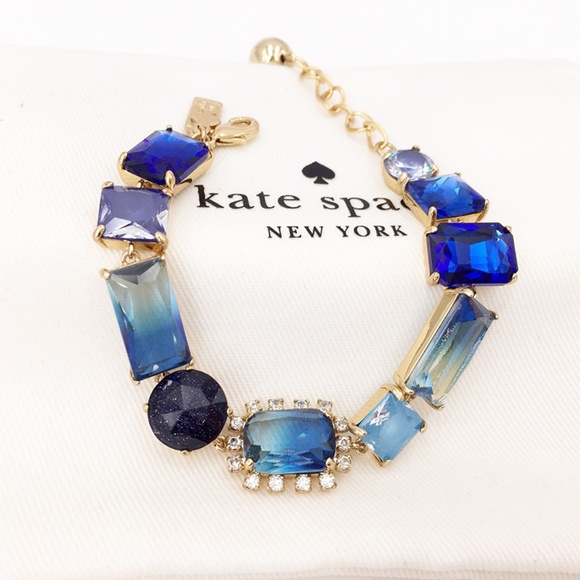 NEW Kate Spade 12K Gold Blue Color Crush Bracelet - Picture 4 of 4